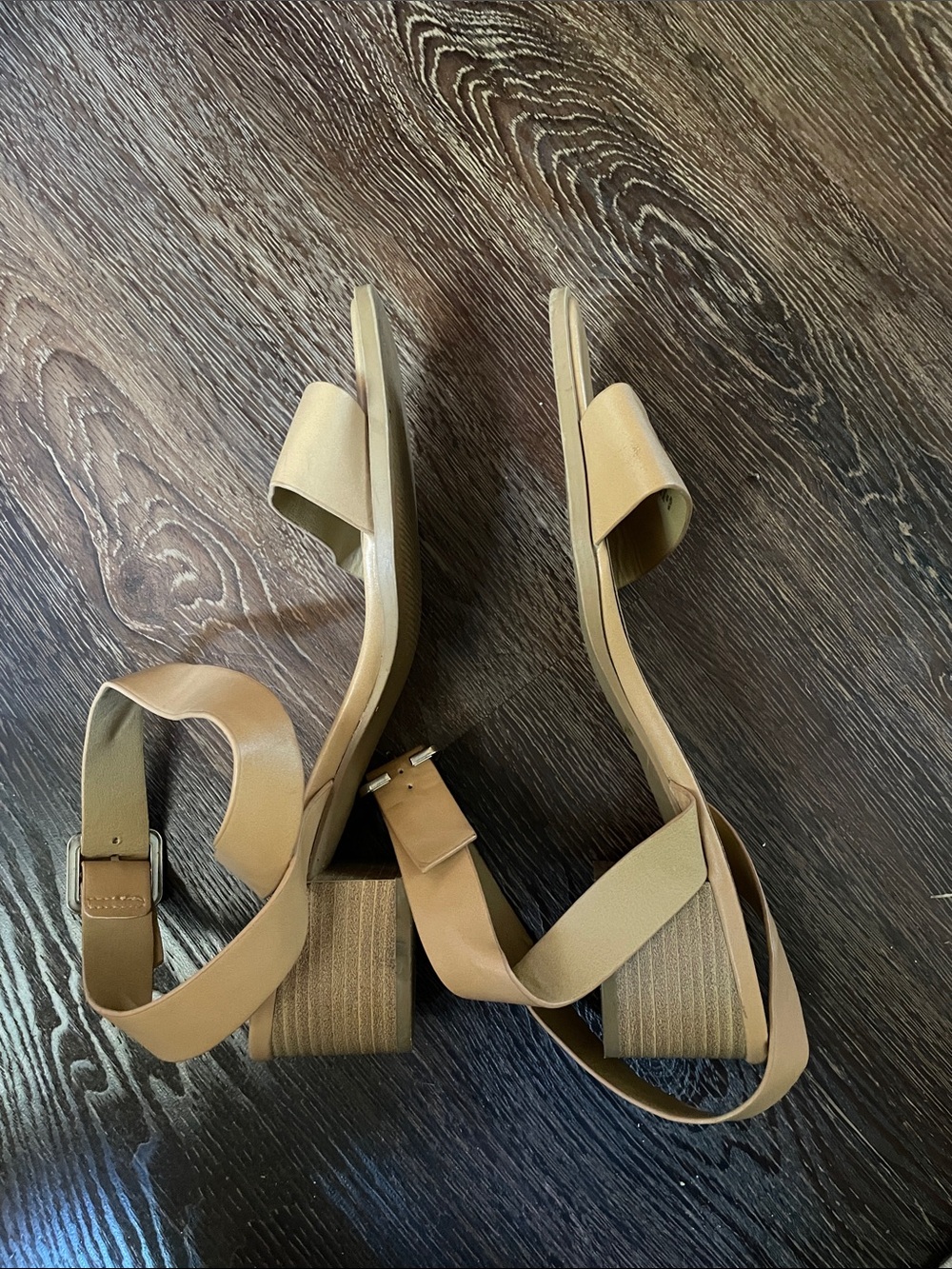 Tan Strappy Block Heel Sandals - Picture 2 of 7